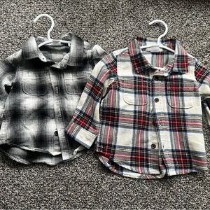 Baby GAP Plaid Button-Down Shirts holiday plaid and cable knit sweater bundle